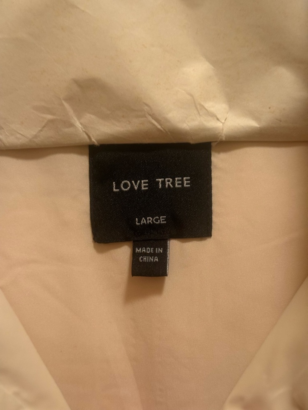 Cream Puffer Vest Cropped Zip Up Love Tree Size Large Lightweight - Picture 4 of 4